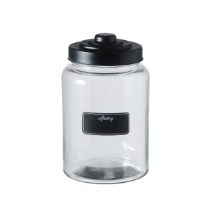 Academy Oversized Glass Jar with Matte Black Lid Clear 16x16x26cm/3500ml