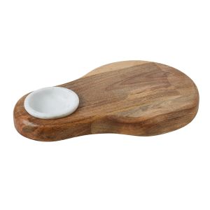 Academy Eliot Wooden Serving Board with Marble Bowl Natural/White 44x29x4cm