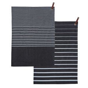 Academy Denim Tea Towel Set/2 Black 70x50x1cm