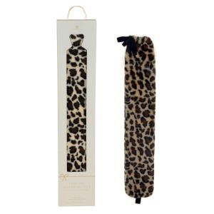 Aroma Home Long Hot Water Bottle Leopard Print Faux Fur 12x2.5x76.5cm
