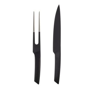 MasterPro Onyx Carving Set 2pce 36cm Knife/32cm Fork Black/Stainless Steel