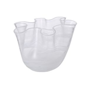 Amalfi Wavy Vase with Marble Effect Clear/white 14.5x16x16cm