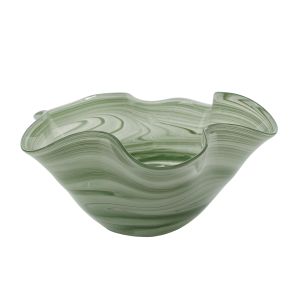 Amalfi Wavy Bowl with Marble Effect Green 16x29x29cm
