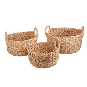 Amalfi Arrow Weave Water Hyacinth Baskets 3pcs Set Natural 40x35x30cm/35x32x28cm/32x28x26cm