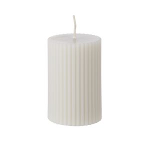 Amalfi Scented Ribbed Pillar Candle Persimmon Antique White 5x7.5cm