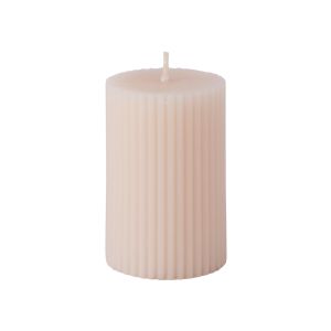Amalfi Scented Ribbed Pillar Candle Vanilla Buff 5x7.5cm