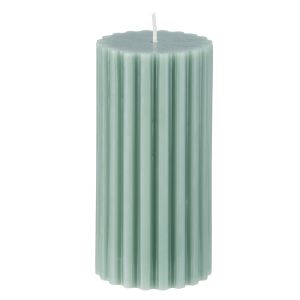Amalfi Lola Ribbed Pillar Candle Green 7x7x15cm