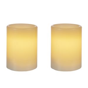 Amalfi Trinity LED Pillar Candle 2pcs Set White