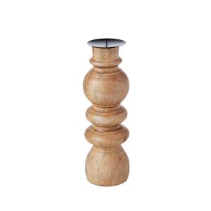Amalfi Country Wooden Candle Holder  Natural/Black 10x10x41cm
