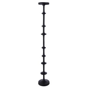 Amalfi Ridged Metal Floorstanding Candleholder Black 13x13x91cm