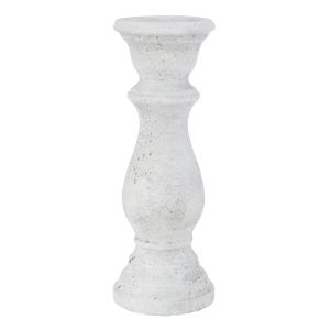 Amalfi Presly Ceramic Candle Holder Medium White Wash 11.5x11.5x31.5cm