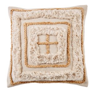 Amalfi Woven Embroidery Cushion Brown 50x50x2cm