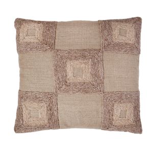 Amalfi Patchwork Linen Cushion Brown 50x50x2cm