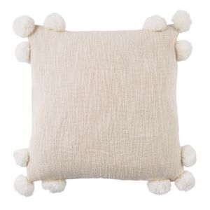 Amalfi Woven Pom Pom Cushion Natural/White 50x50x2cm
