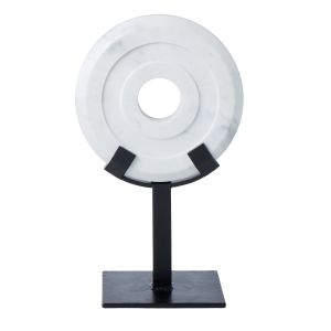 Amalfi Marble and Metal Sculpture on Stand Black/White 22x13.5x37cm