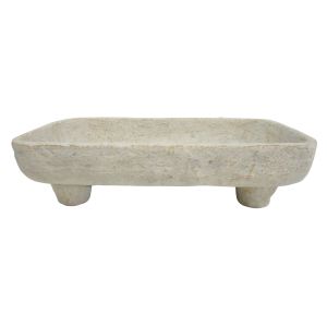 Amalfi Textured Footed Tray White 36x21x10cm