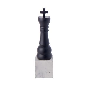 Amalfi King Chess Sculpture with Marble Base Black/White 8x8x30cm