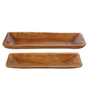 Amalfi Wooden Rectangular Decorative Tray 2pcs Set Walnut 81x28x9cm/52x16x6cm