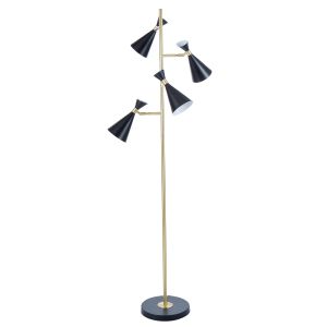 Amalfi Cone 4 Tier Floor Lamp Black/Gold 42x42x154cm