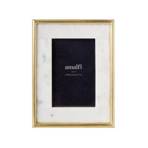 Amalfi Marble & Brass Photo Frame 4x6" White/Brass 22x16x3cm