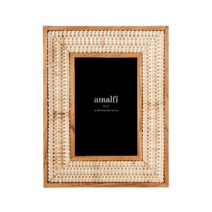 Amalfi Acacia Wood & Rattan Photo Frame 4x6" Natural 23x18x2cm