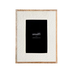 Amalfi Mango Wood & Resin Photo Frame 4x6" White/Natural 23x18x2cm