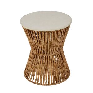 Amalfi Alfresco Twisted Weave Storage Side Table Stone Wash White/Natural 42x42x50cm