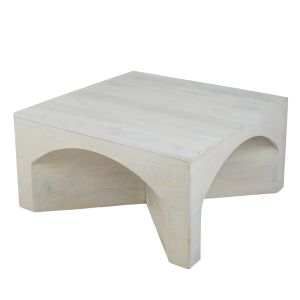 Amalfi Arch Wood Coffee Table White Lime Wash 90x90x45cm