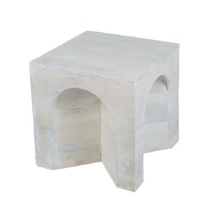 Amalfi Arch Wood Side Table White Lime Wash 50x50x50cm
