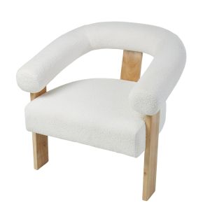 Amalfi Boucle and Wood Curved Armchair White/Natural 79.5x73x76cm