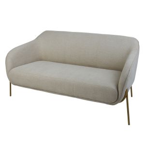 Amalfi Curved 2 Seater Sofa with Brass Legs Beige/Brass 160x80x78cm