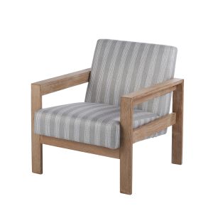 Amalfi Striped Fabric Wooden Armchair Green/White/Walnut 70.5x75x77cm