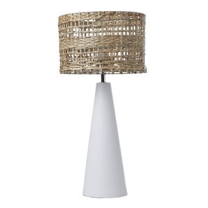Amalfi Woven Seagrass Table Lamp White 30x30x58cm