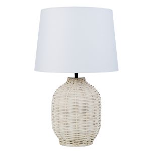 Amalfi Rattan Weave Table Lamp White 35x35x53cm