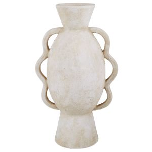 Amalfi Textured Scalloped Footed Vessel Off White 24.5x17x40.5cm