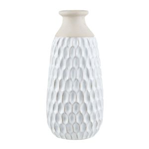 Amalfi Chichi Textured Vase Medium White & Brown 14x14x30.2cm