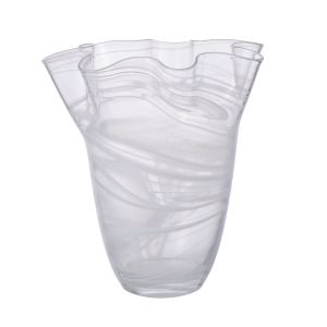 Amalfi Wavy Vase with Marble Effect Clear/White 30x29x29cm
