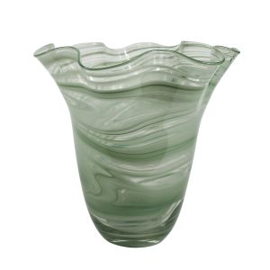 Amalfi Wavy Vase with Marble Effect Clear/Green 30x29x29cm