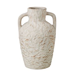 Amalfi Textured Ceramic Vase with Handles White 22x21x33cm