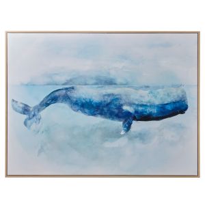Amalfi Blue Whale Wall Art Natural & Blue 60x80x3cm