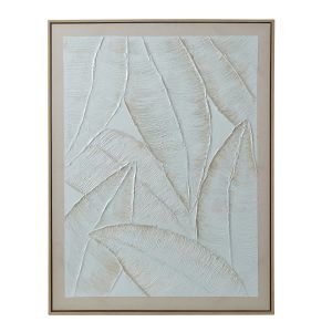 Amalfi Leaf Embossed Wall Art Cream 60x80x5cm