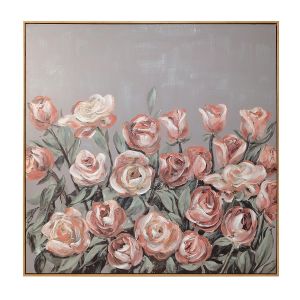 Amalfi Rose Garden Wall Art Grey/Pink 100x100x4cm
