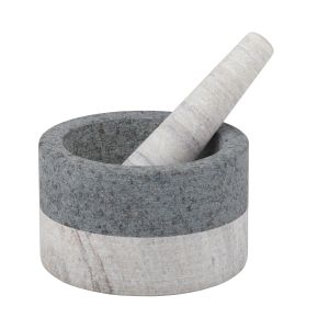 Davis & Waddell Akin Granite/Marble Mortar & Pestle Grey 17x17x10.5cm