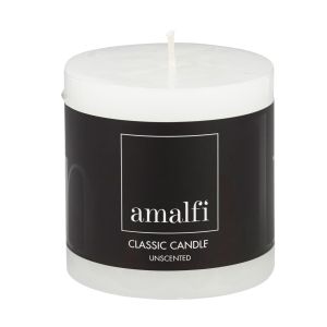 Amalfi Classic Unscented Pillar Candle White 7.5x7.5x7.5cm