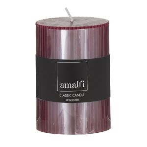 Amalfi Ribbed Unscented Pillar Candle Plum 7x7x10cm