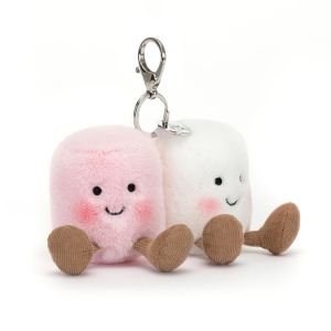 Jellycat Amuseables Pair of Marshmallows Bag Charm Pink & White 5x11x15cm