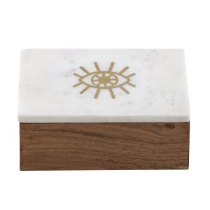 Amalfi Eye Inlay Deco Box White/Natural/Gold 15.3x10.2x6.4cm