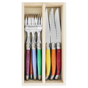Andre Verdier Debutant Cutlery 12pcs Set Multi-Colour 6 Forks 21.5cm/6 Serrated Knives 23.5cm