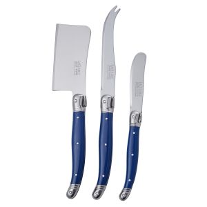 Andre Verdier Debutant Cheese Knife 3pcs Set Blue Cleaver 21cm/Cheese 23cm/Pate 17cm