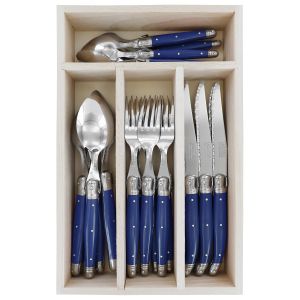 Andre Verdier Debutant Cutlery 24pcs Set Blue 6 Spoons 23.5cm/6 Forks 21.5cm/6 Knives 23.5cm/6 Tsp 16.5cm
